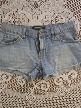 LONDONJEAN Washed Light Blue Denim Cutoff Shorts